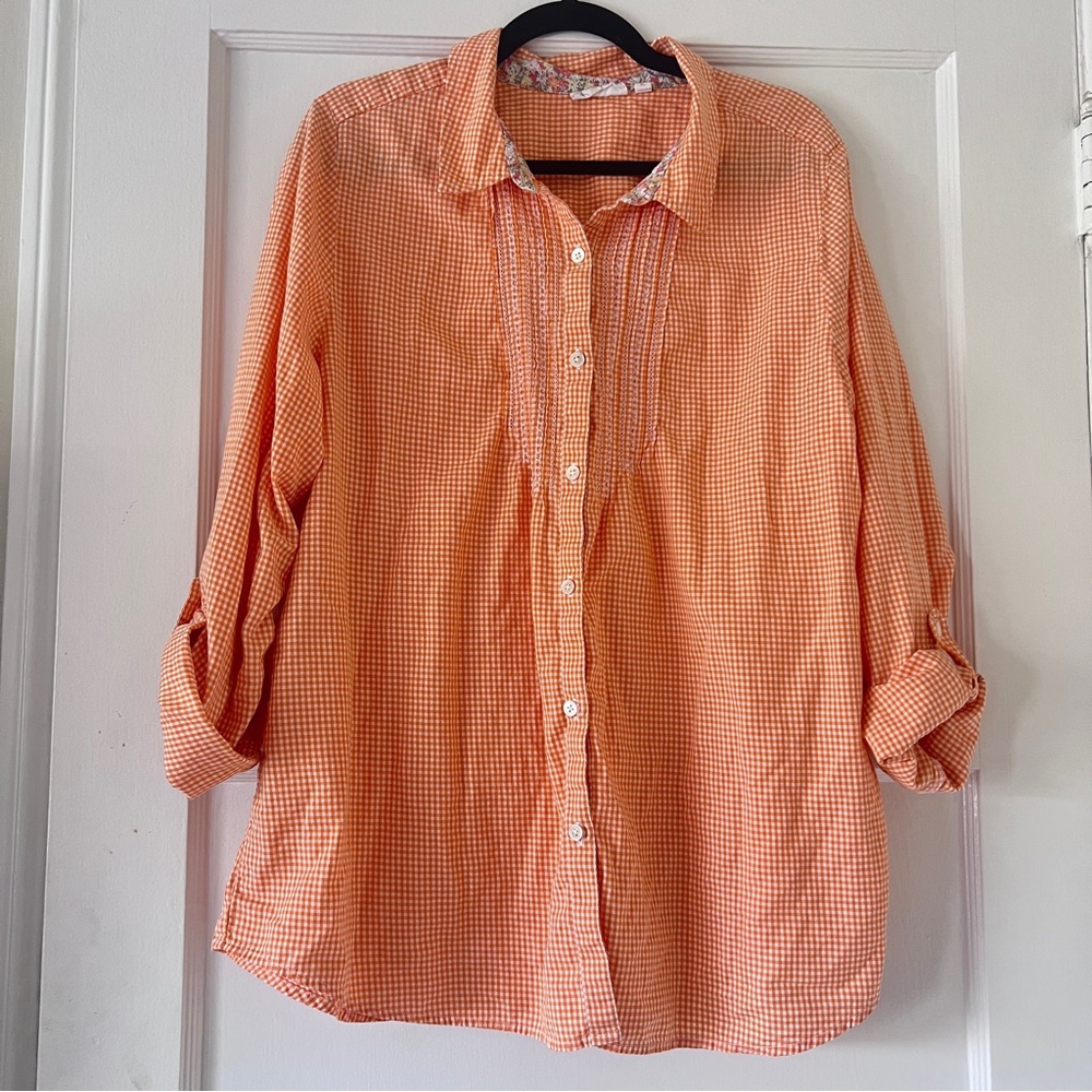J. Jill Uncommon Threads Women's Gingham Button-Down Shirt  - XL - Long Sleeve